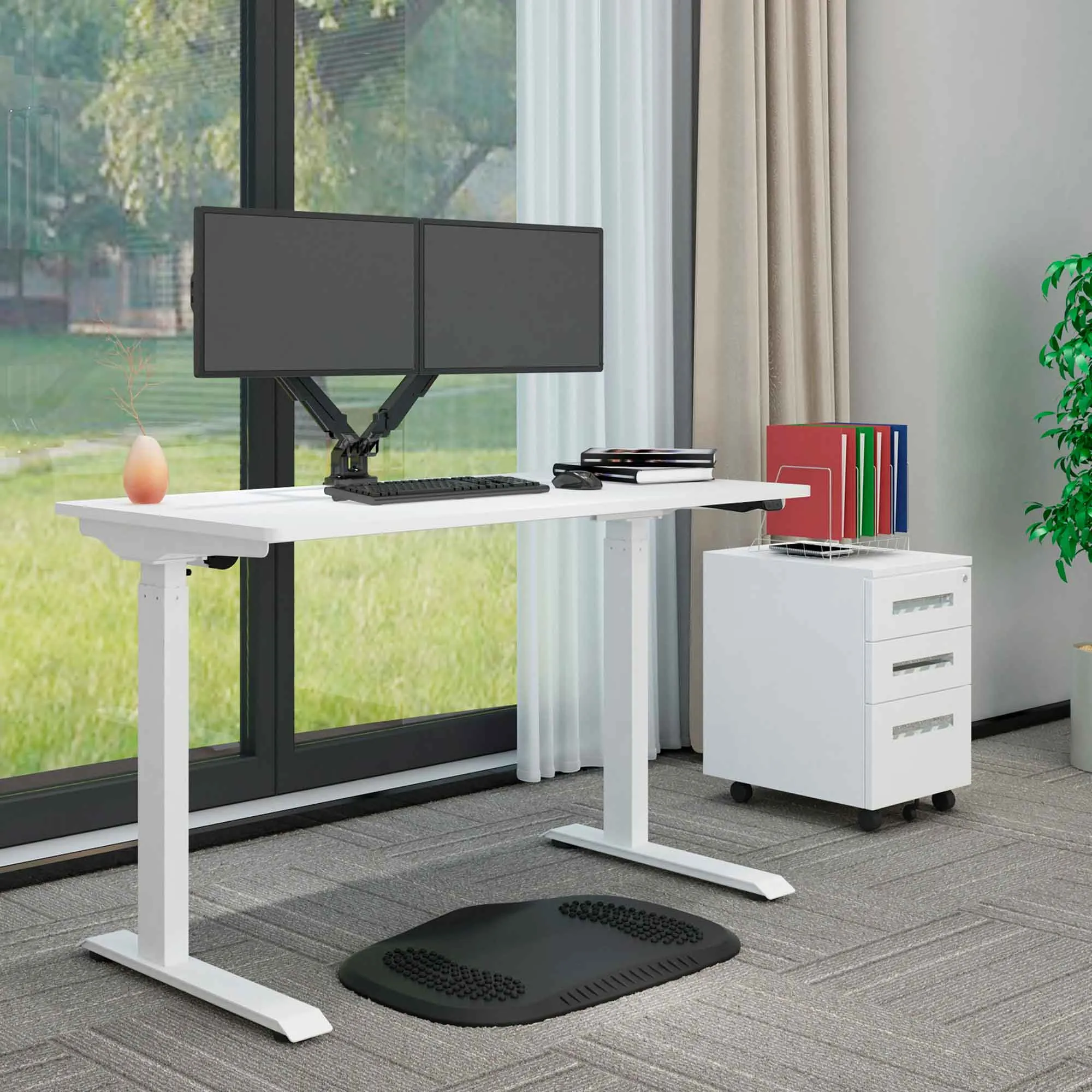 Height Adjustable Sit & Stand Desk, Electric Standing, White, 1200 x 600mm - DH56