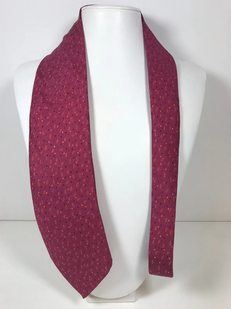 HERMES Dark Pink with Ovals and Line Print Men's Tie 62 in.