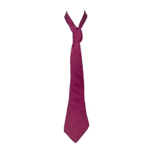 HERMES Dark Pink with Ovals and Line Print Men's Tie 62 in.