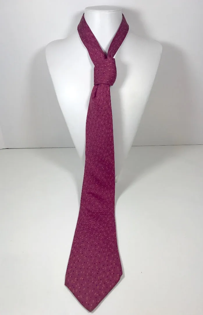 HERMES Dark Pink with Ovals and Line Print Men's Tie 62 in.