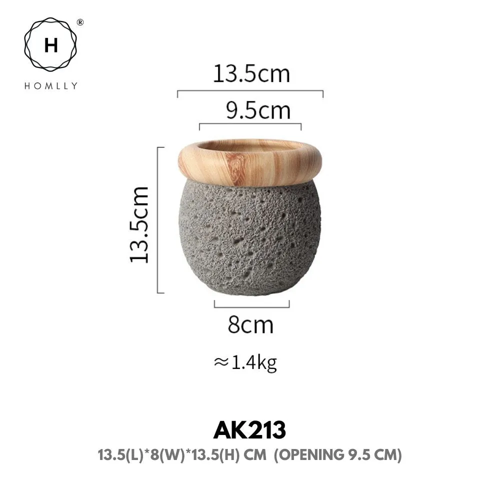 Homlly Nordic Cement Bonsai Green Flower Pot (Different Shapes)