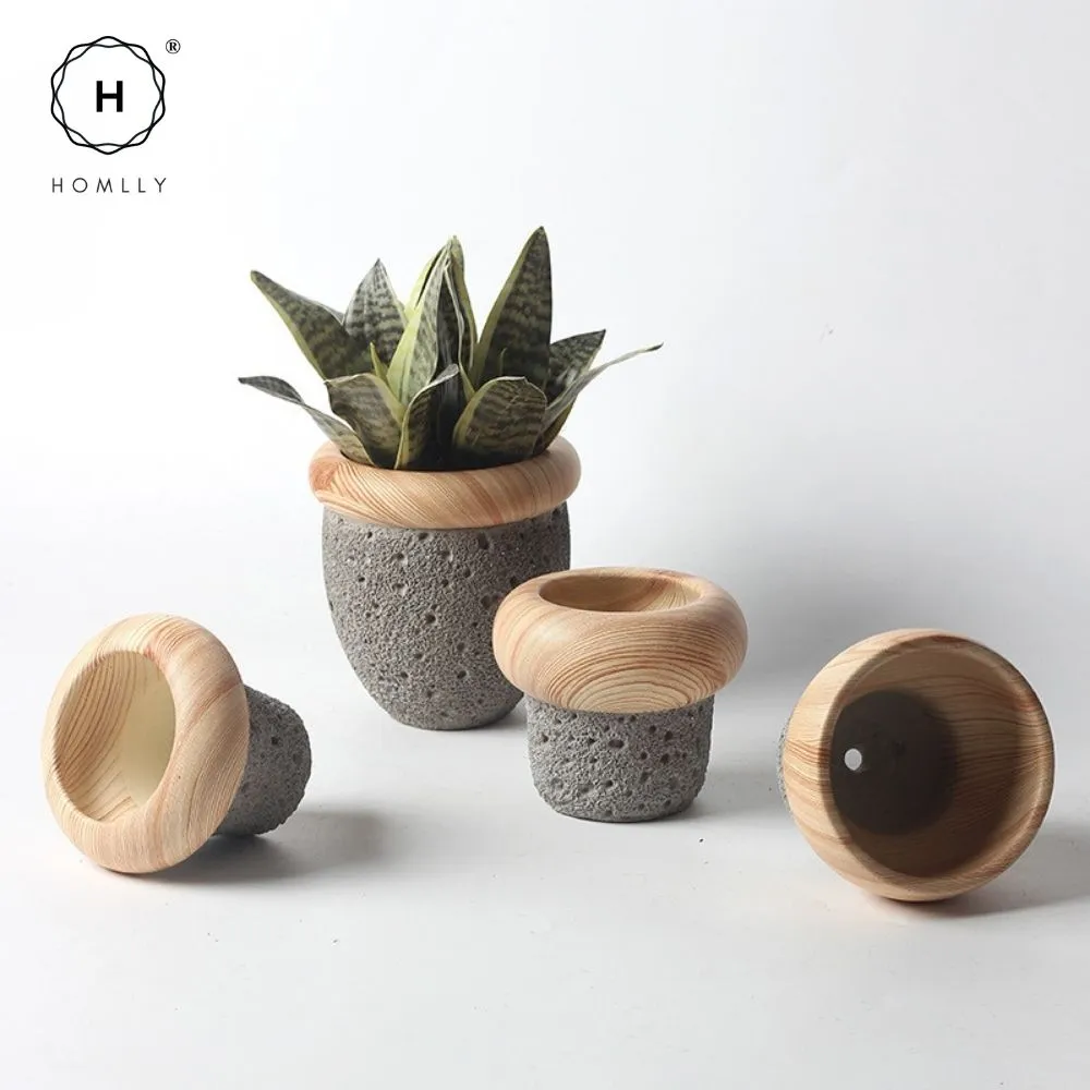 Homlly Nordic Cement Bonsai Green Flower Pot (Different Shapes)