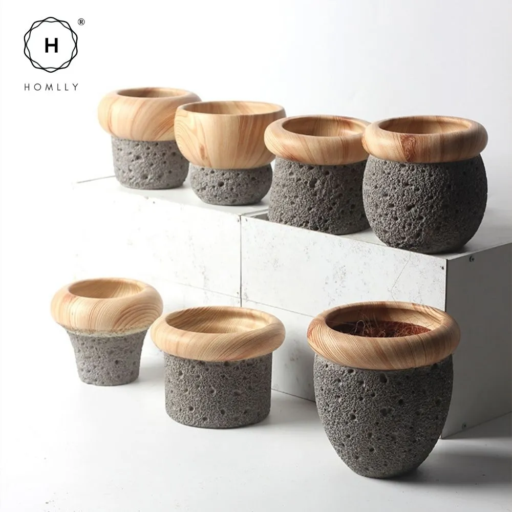 Homlly Nordic Cement Bonsai Green Flower Pot (Different Shapes)