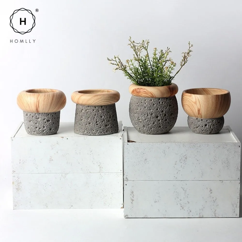 Homlly Nordic Cement Bonsai Green Flower Pot (Different Shapes)