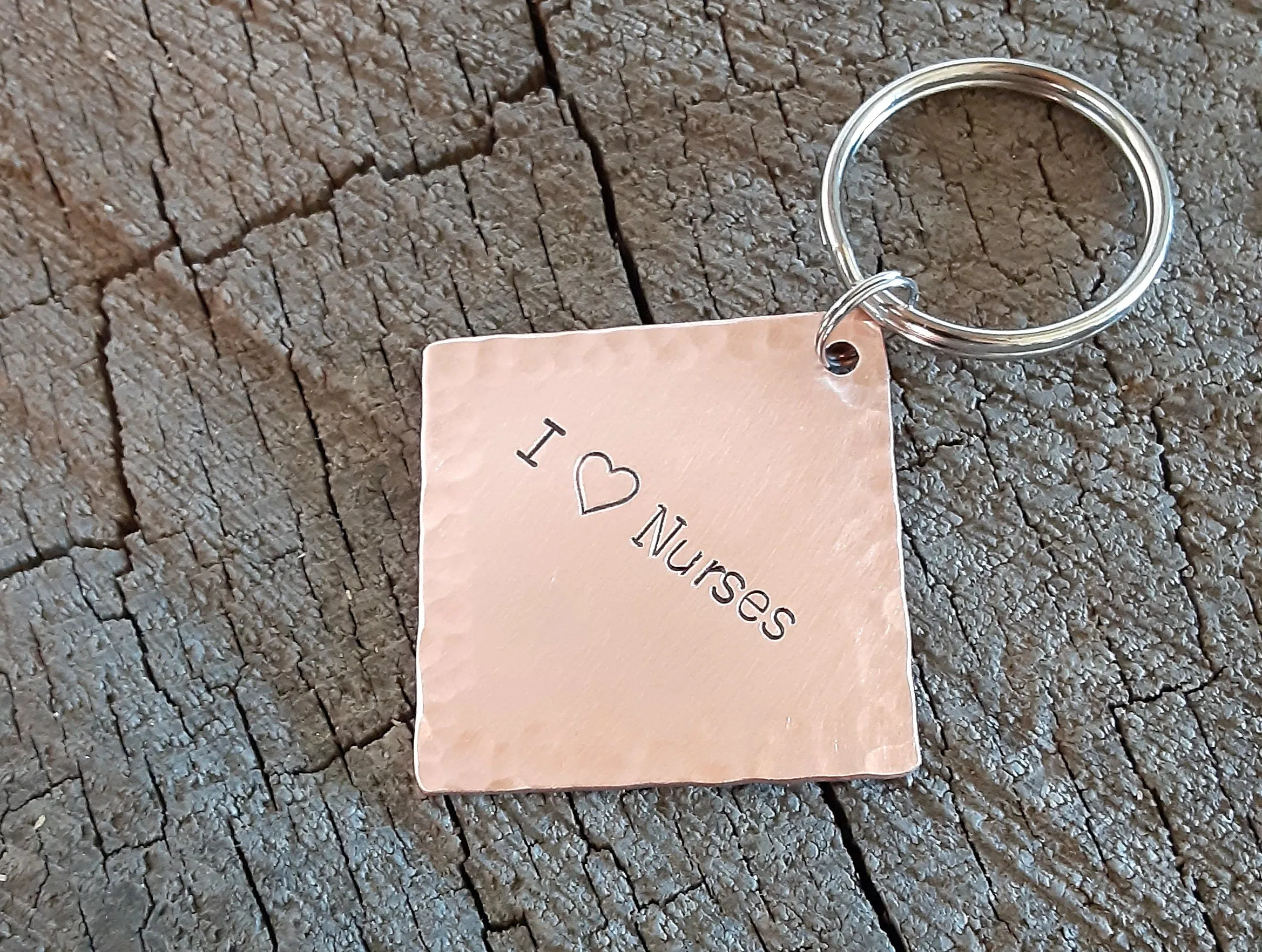 I love Nurses Personalized Copper Keychain