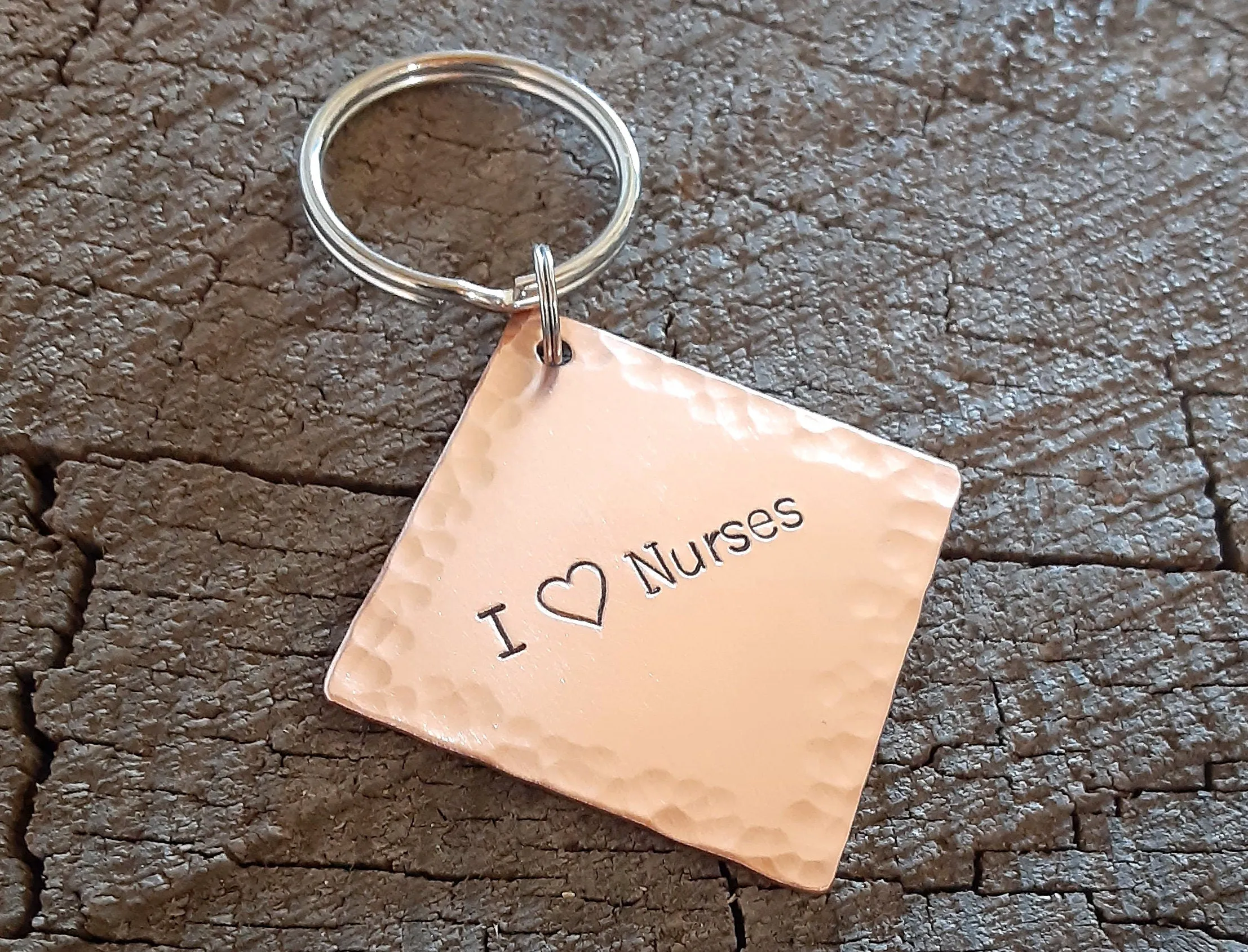 I love Nurses Personalized Copper Keychain