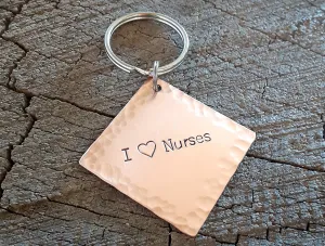 I love Nurses Personalized Copper Keychain