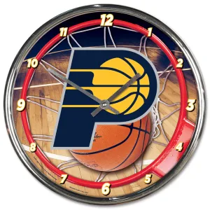 Indiana Pacers Clock Round Wall Style Chrome
