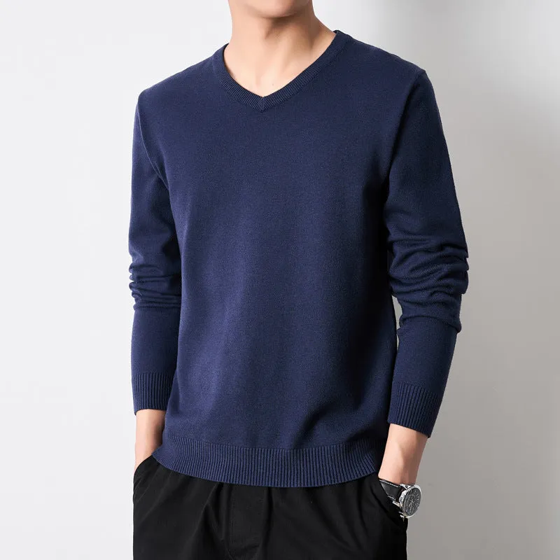 INSTOCK-men's youth slim V-neck knitted sweater