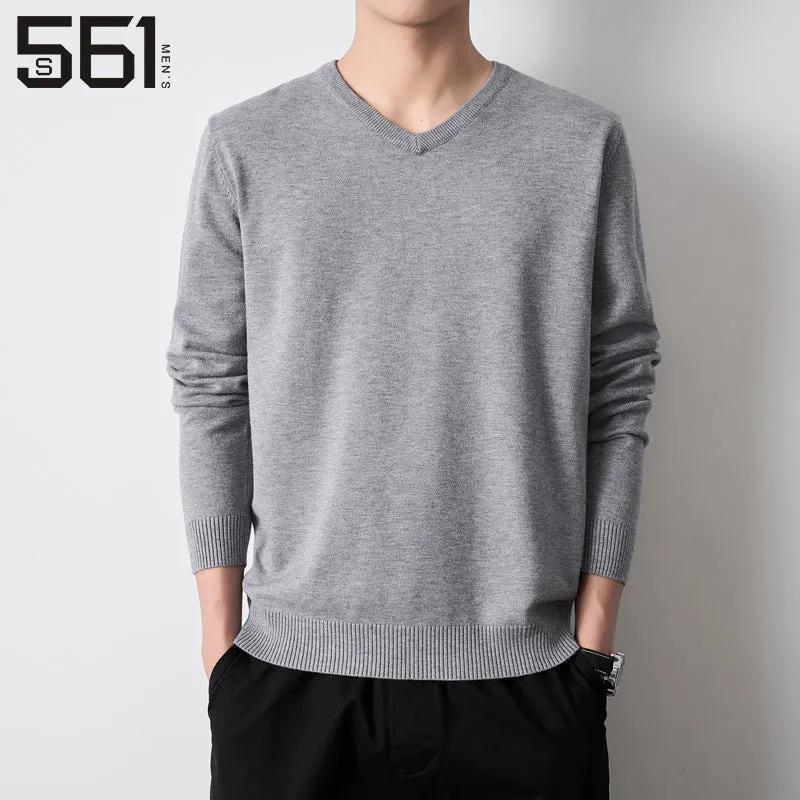 INSTOCK-men's youth slim V-neck knitted sweater
