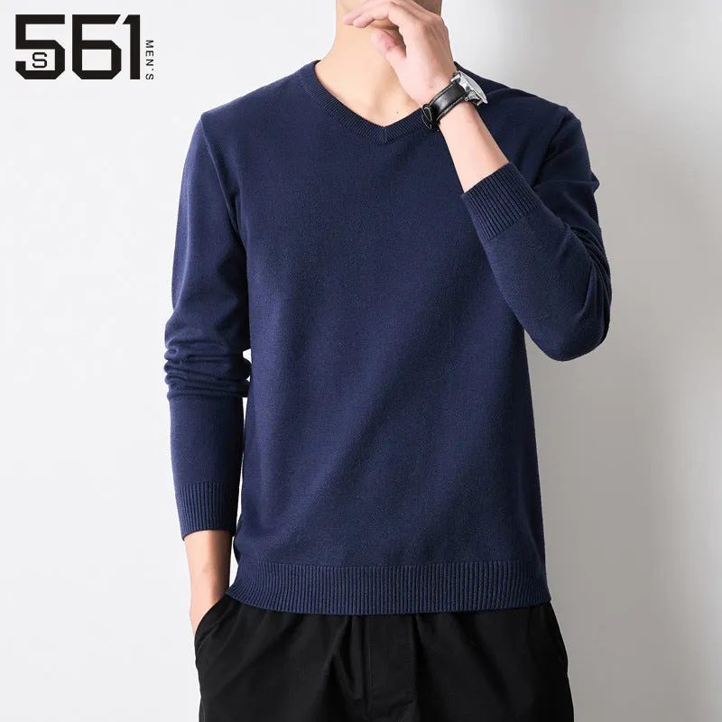 INSTOCK-men's youth slim V-neck knitted sweater