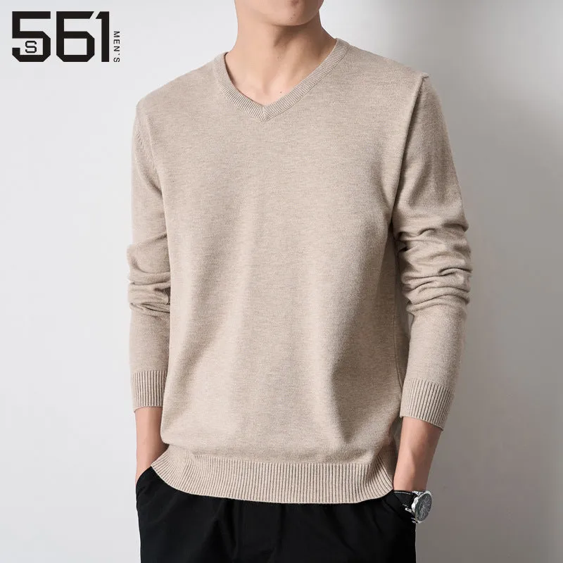INSTOCK-men's youth slim V-neck knitted sweater