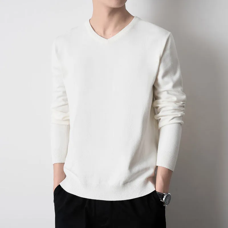 INSTOCK-men's youth slim V-neck knitted sweater