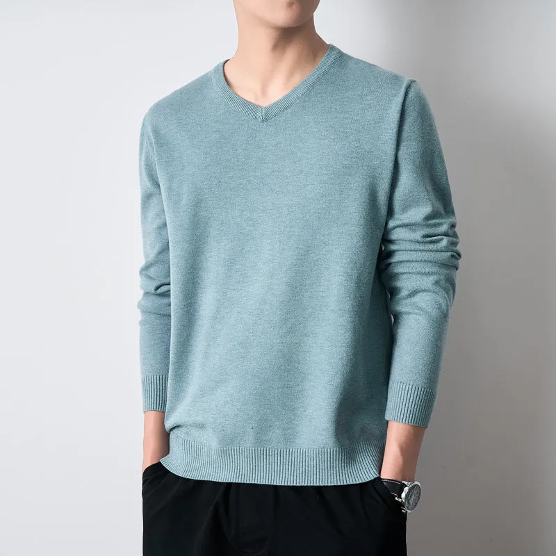 INSTOCK-men's youth slim V-neck knitted sweater