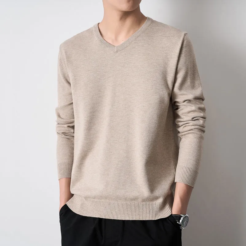 INSTOCK-men's youth slim V-neck knitted sweater