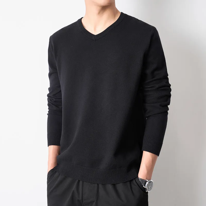 INSTOCK-men's youth slim V-neck knitted sweater