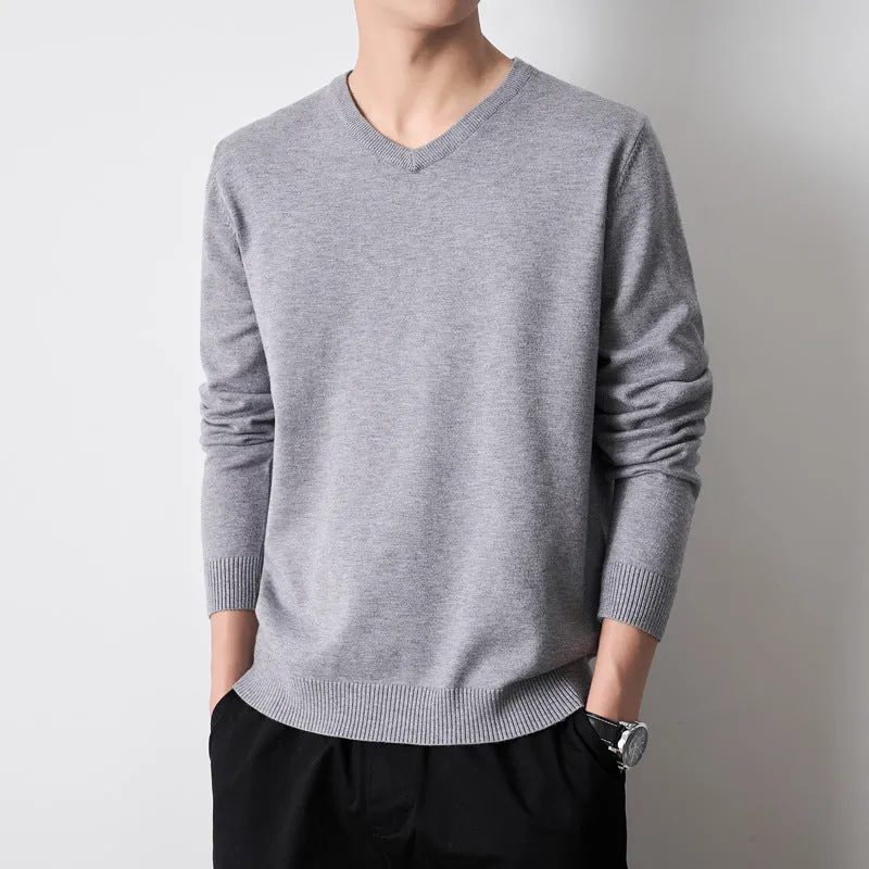INSTOCK-men's youth slim V-neck knitted sweater