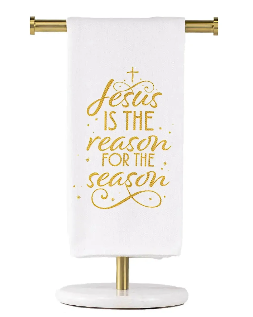 Jesus Is the Reason Hand Towel - White/Light Gold