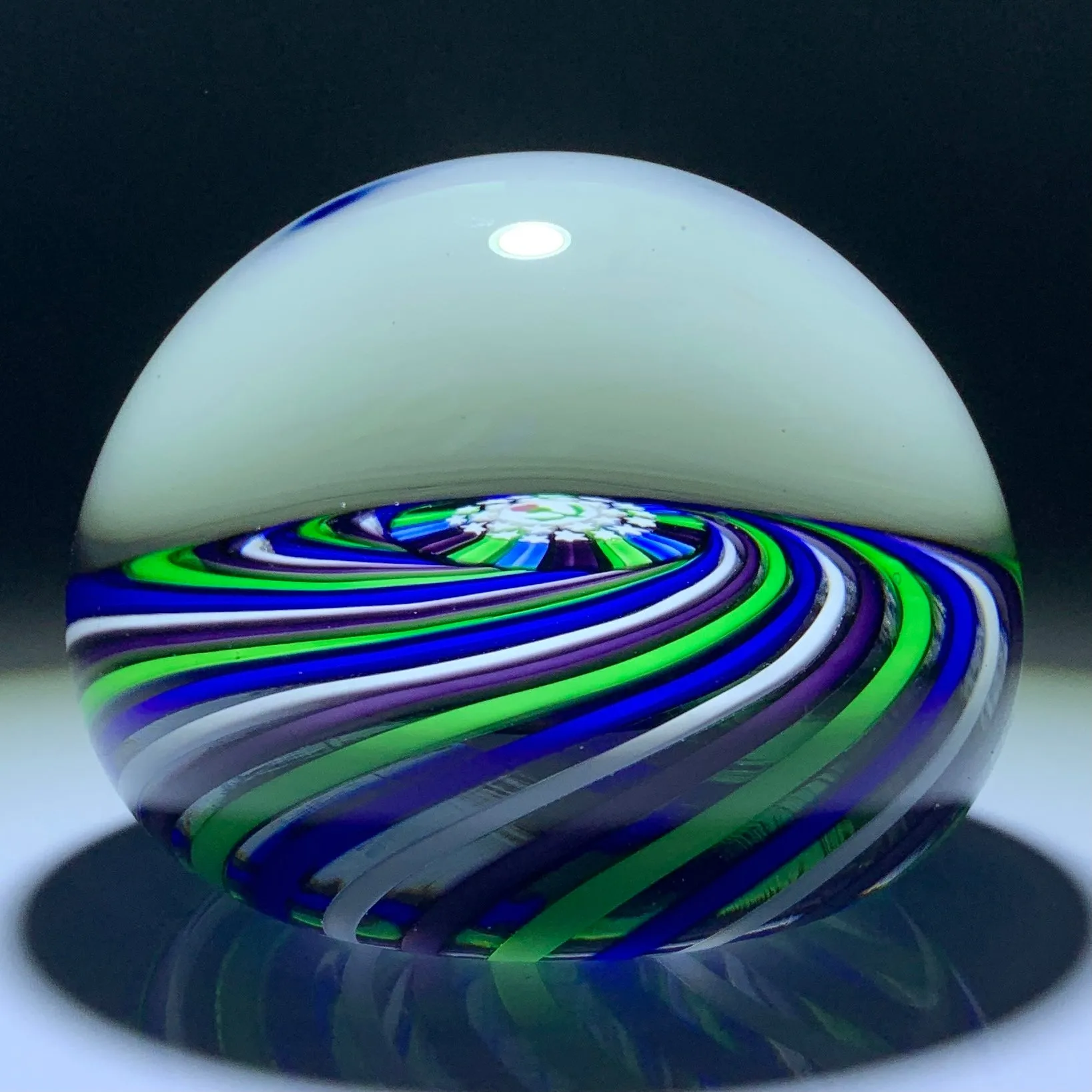 John Deacons 2018 Colorful Pinwheel Paperweight with Scottish Thistle Murrine