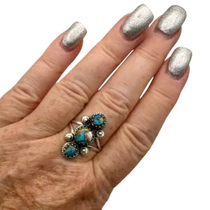 Kingman Turquoise & Spiny Oyster Solid 925 Sterling Silver Ring 9.5