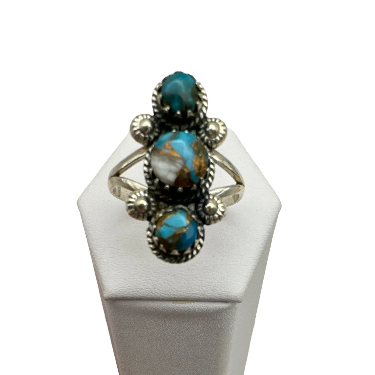 Kingman Turquoise & Spiny Oyster Solid 925 Sterling Silver Ring 9.5