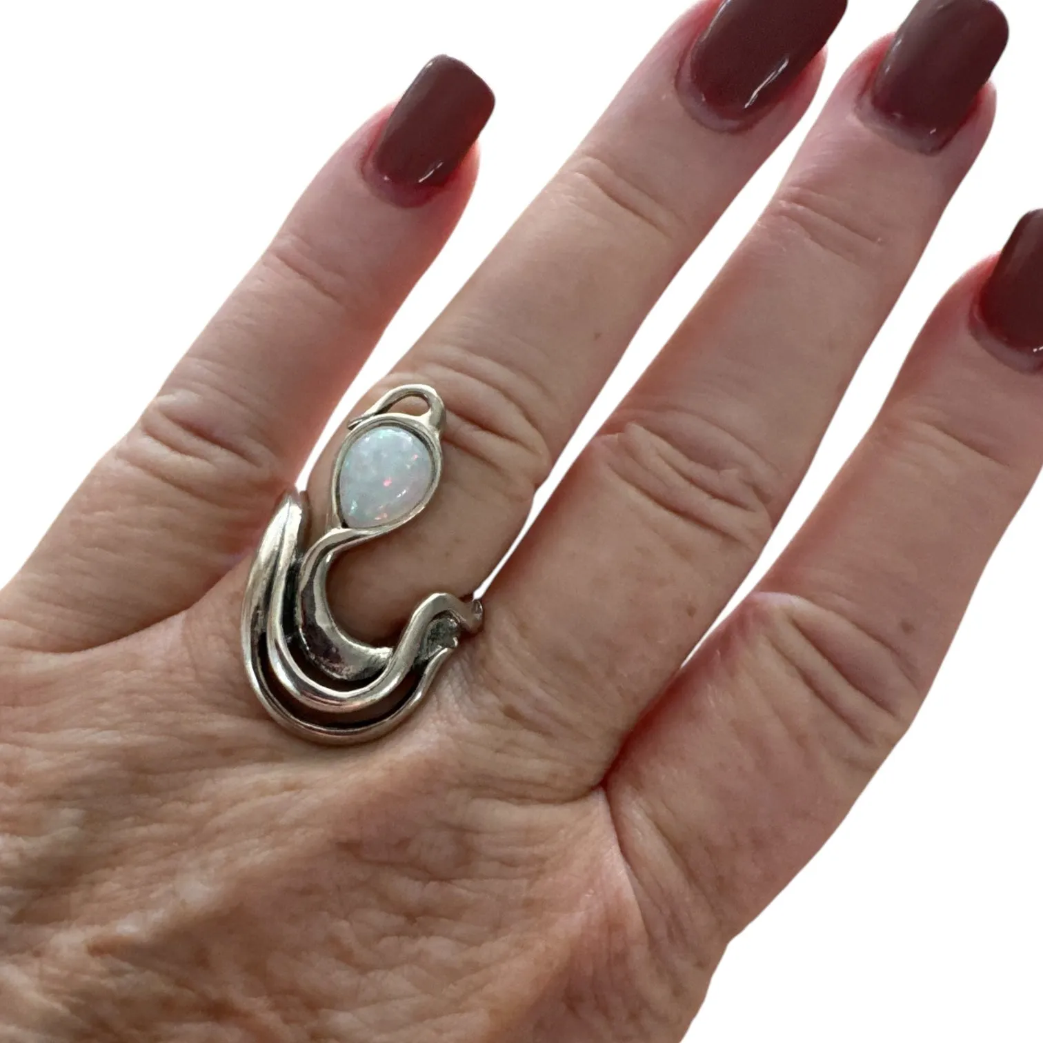 Lab Opal Solid 925 Sterling Silver Ring 7