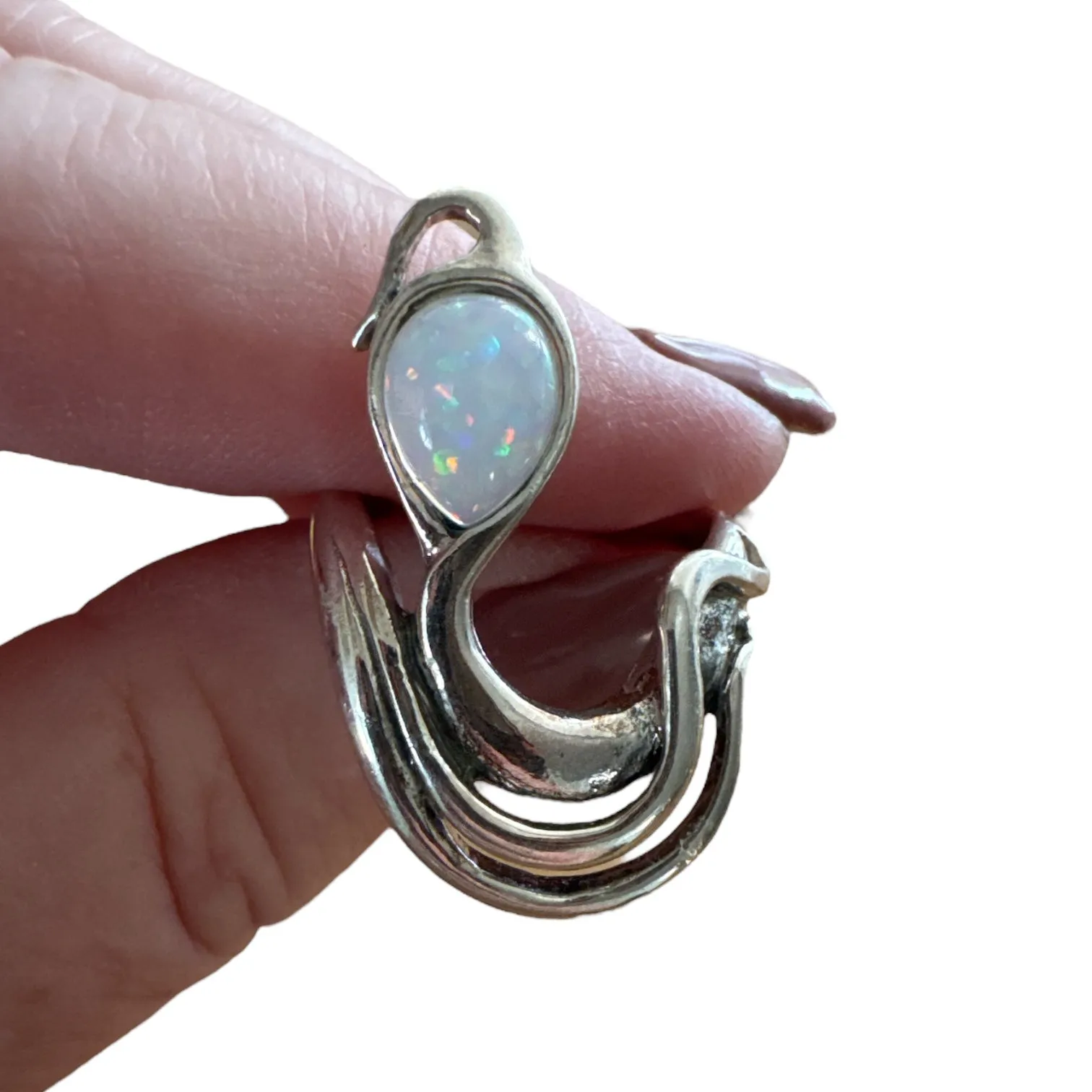 Lab Opal Solid 925 Sterling Silver Ring 7