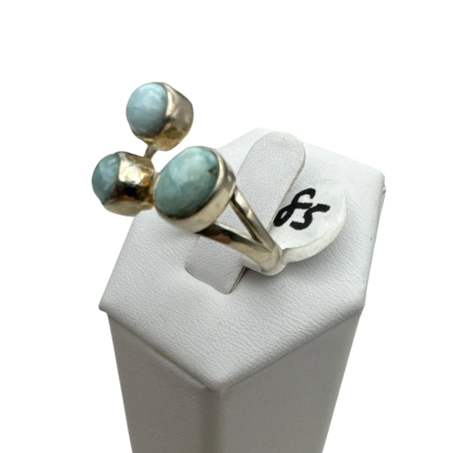 Larimar Solid 925 Sterling Silver Ring 8.5