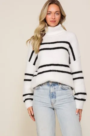 Lumiere Turtle Neck Pinstripe Sweater