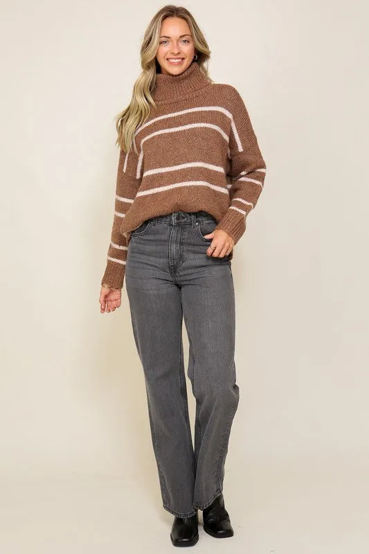 Lumiere Turtle Neck Pinstripe Sweater
