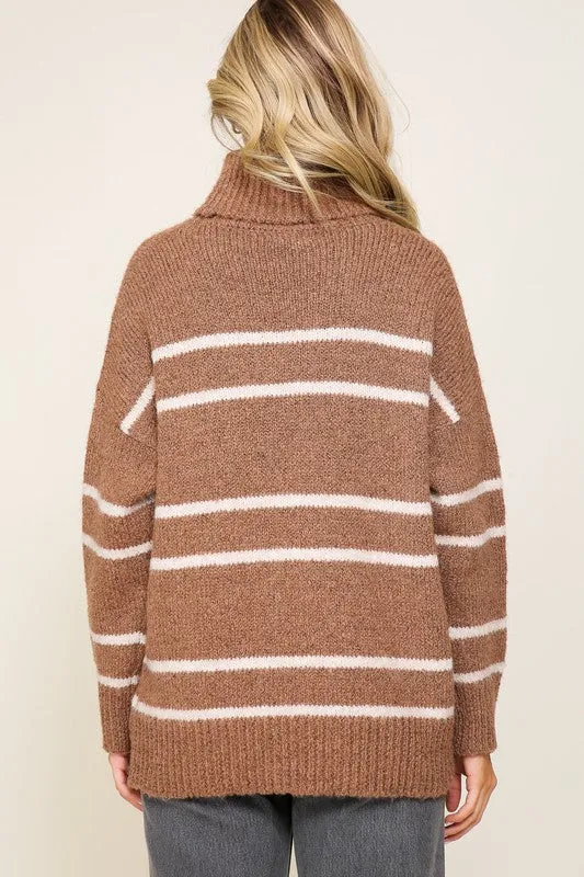 Lumiere Turtle Neck Pinstripe Sweater