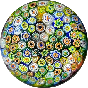 Magnum Vintage Murano Concentric Complex Millefiori on Colorful Filigree & Ribbon Scramble