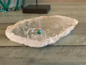 Malachite Cabochon Hammered Ring, Hand Set in Sterling Silver, Size 7, Gift Box FB3146