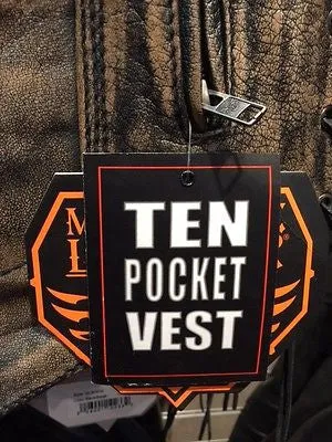 Men's 10 Pocket Distressed Retro Brn Leather vest with 2 Gun pockets inside