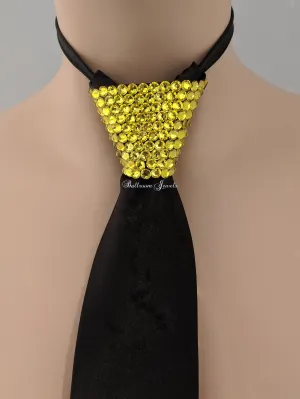 Men's  Black Tie -  Yellow (Citrine)