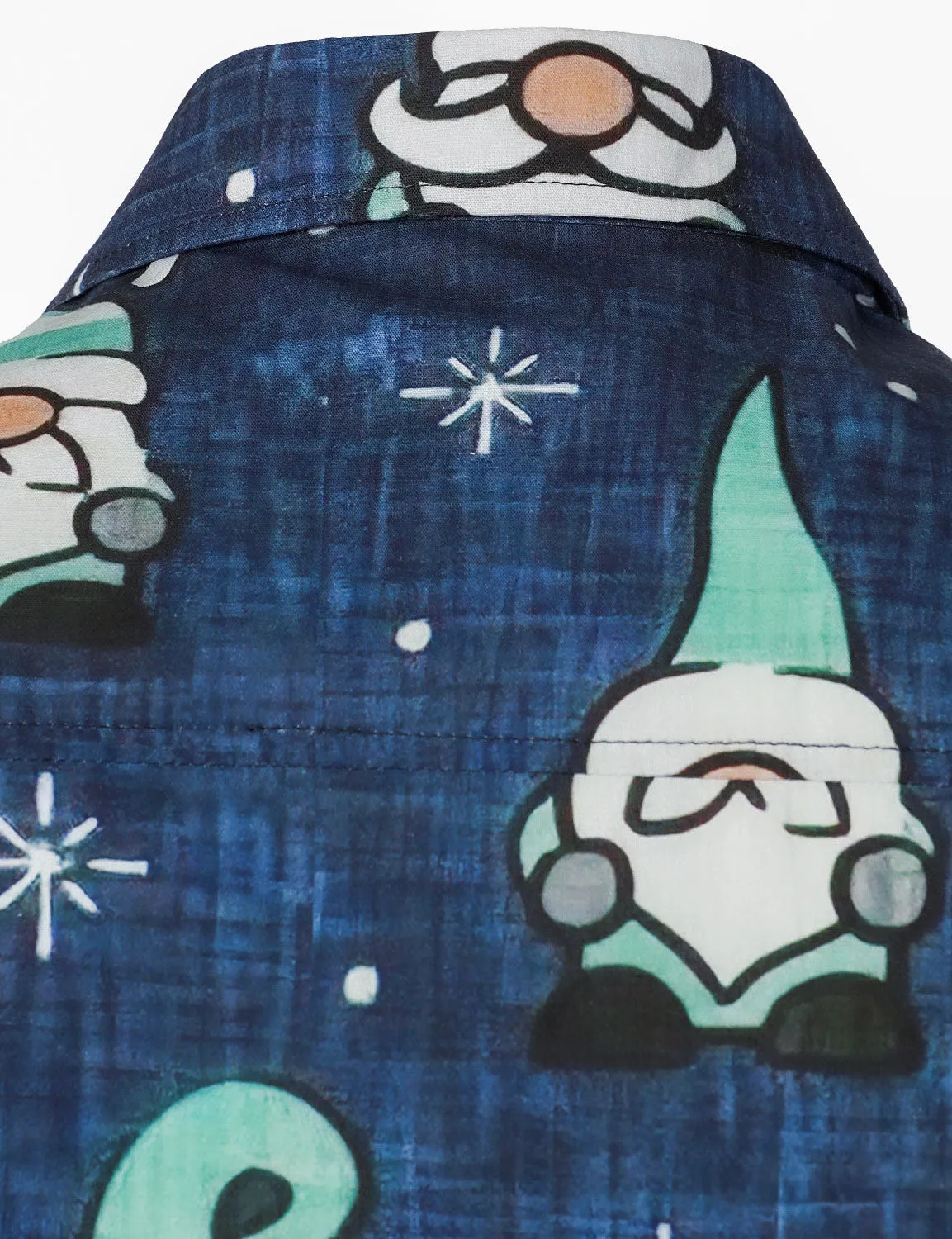Men's Christmas Blue Cute Gnome Cotton Long Sleeve Shirt
