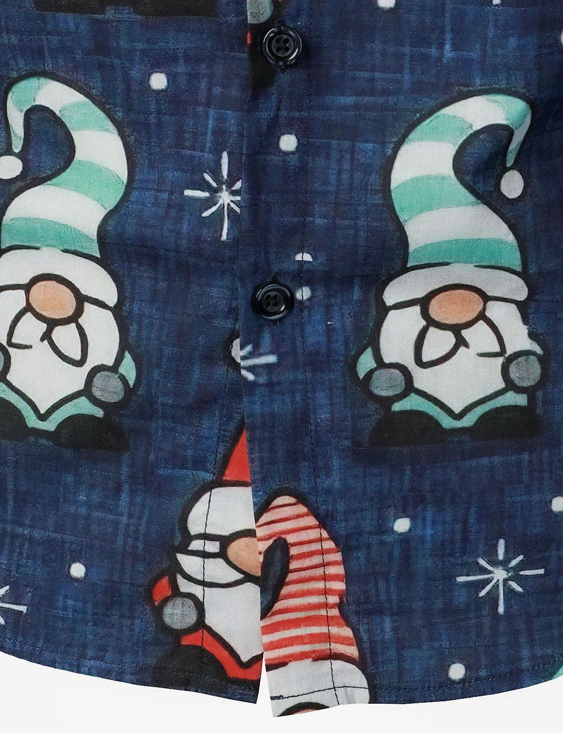 Men's Christmas Blue Cute Gnome Cotton Long Sleeve Shirt