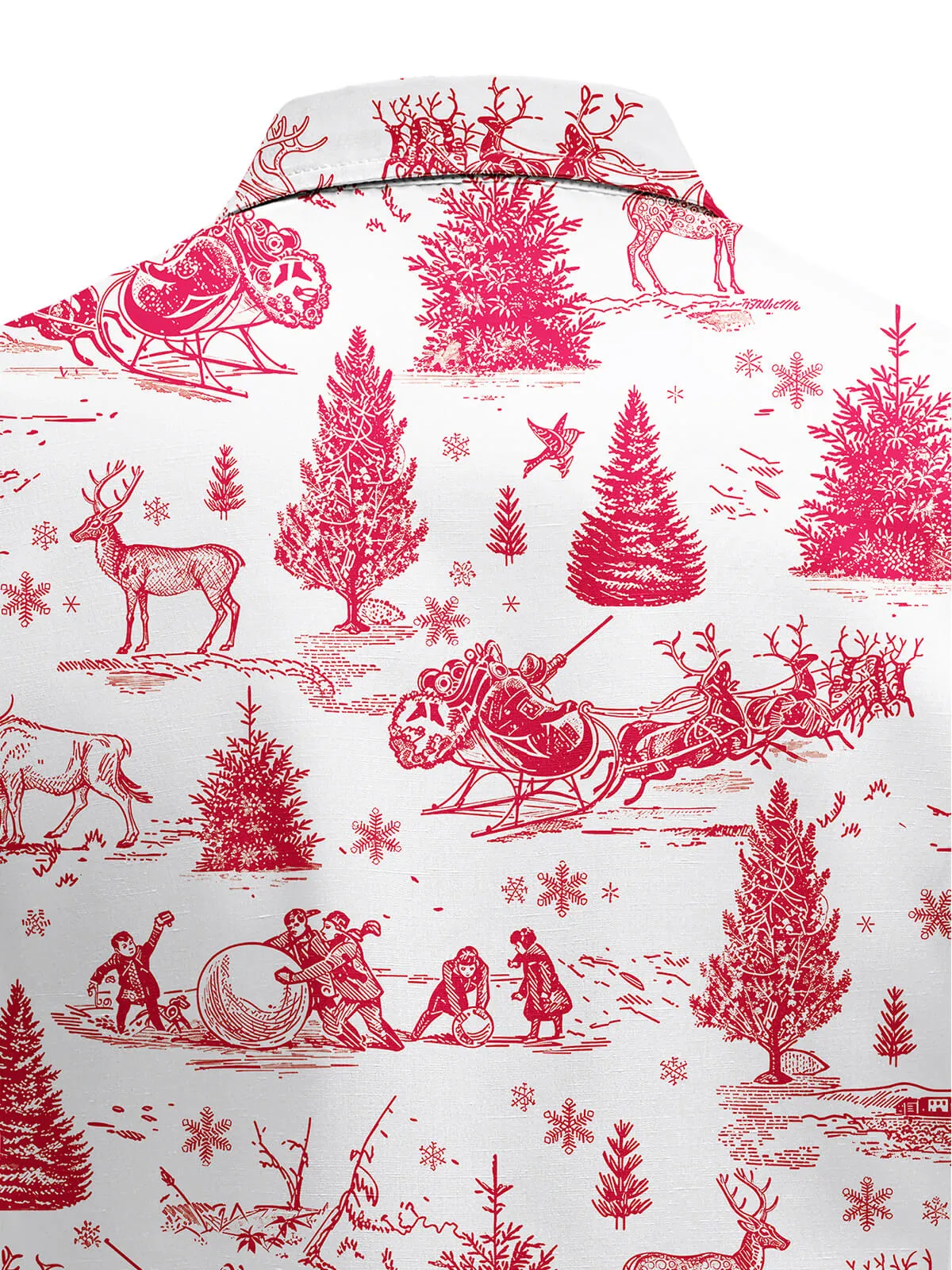 Men's Christmas Long Sleeve Snow Red Christmas Tree Shirt