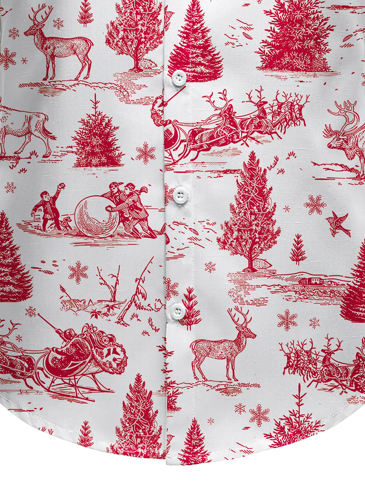 Men's Christmas Long Sleeve Snow Red Christmas Tree Shirt