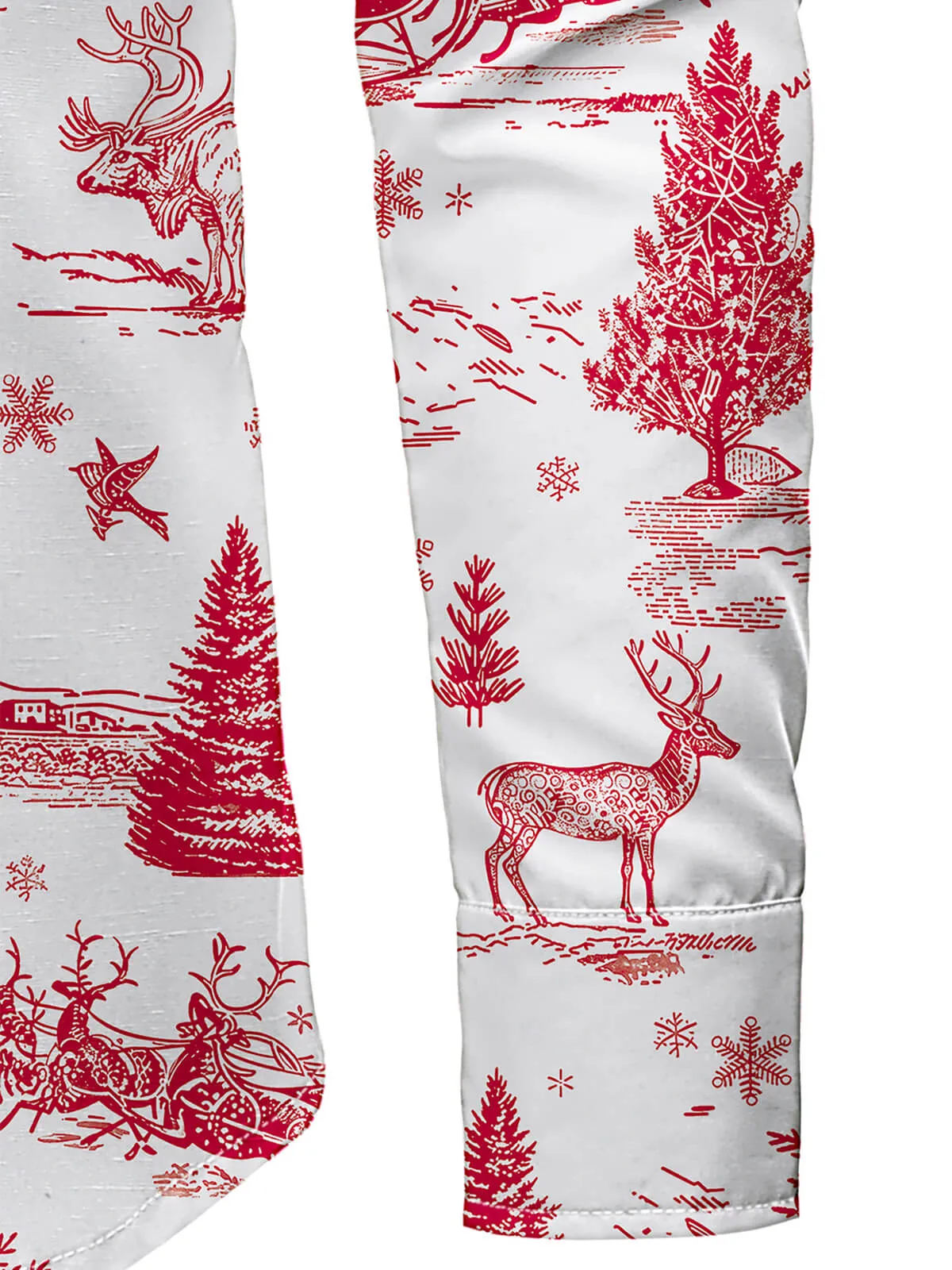Men's Christmas Long Sleeve Snow Red Christmas Tree Shirt