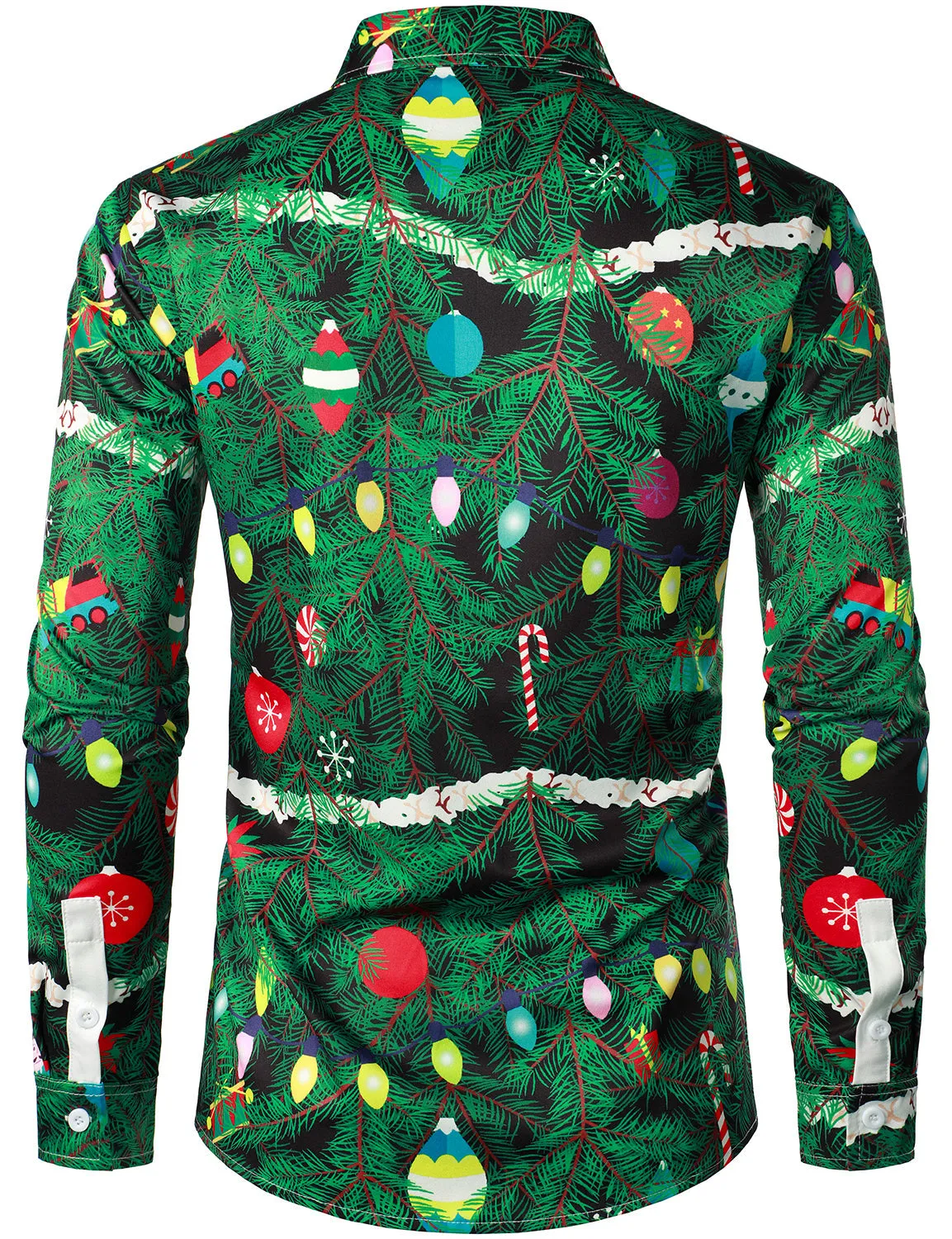 Men's Christmas Tree Camo Print Funny Outfit Themed Top Long Sleeve Shirt