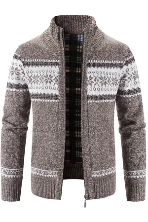 men's knitted cardigan fleece jacket