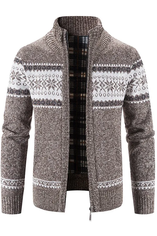 men's knitted cardigan fleece jacket