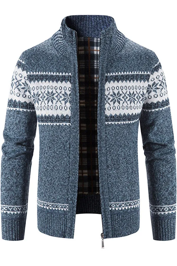 men's knitted cardigan fleece jacket