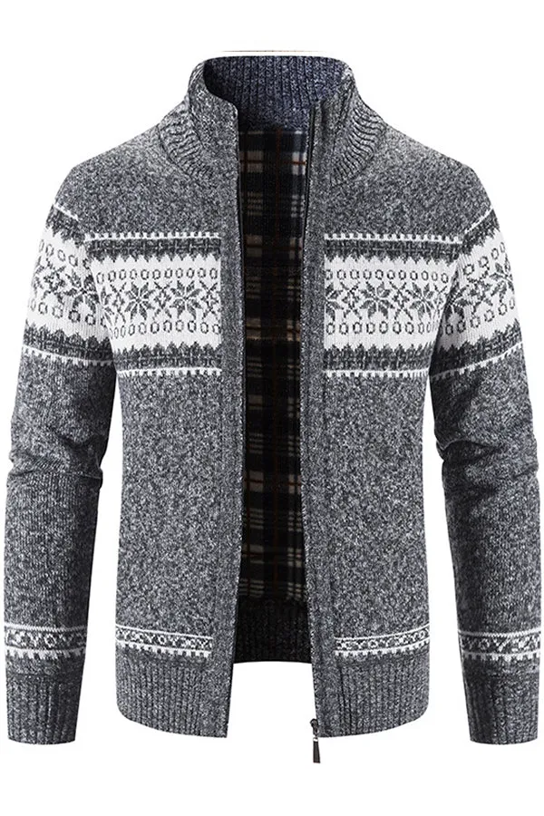 men's knitted cardigan fleece jacket