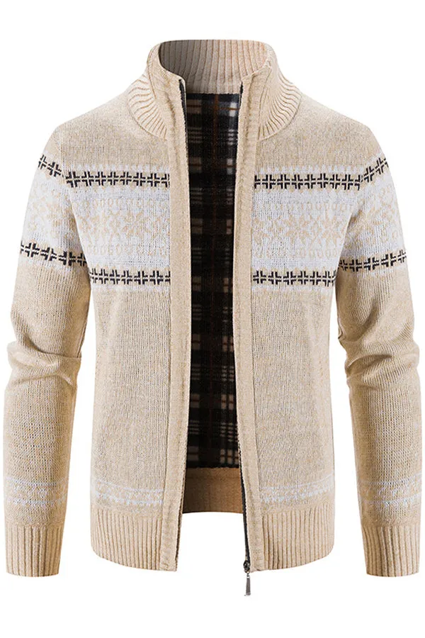 men's knitted cardigan fleece jacket