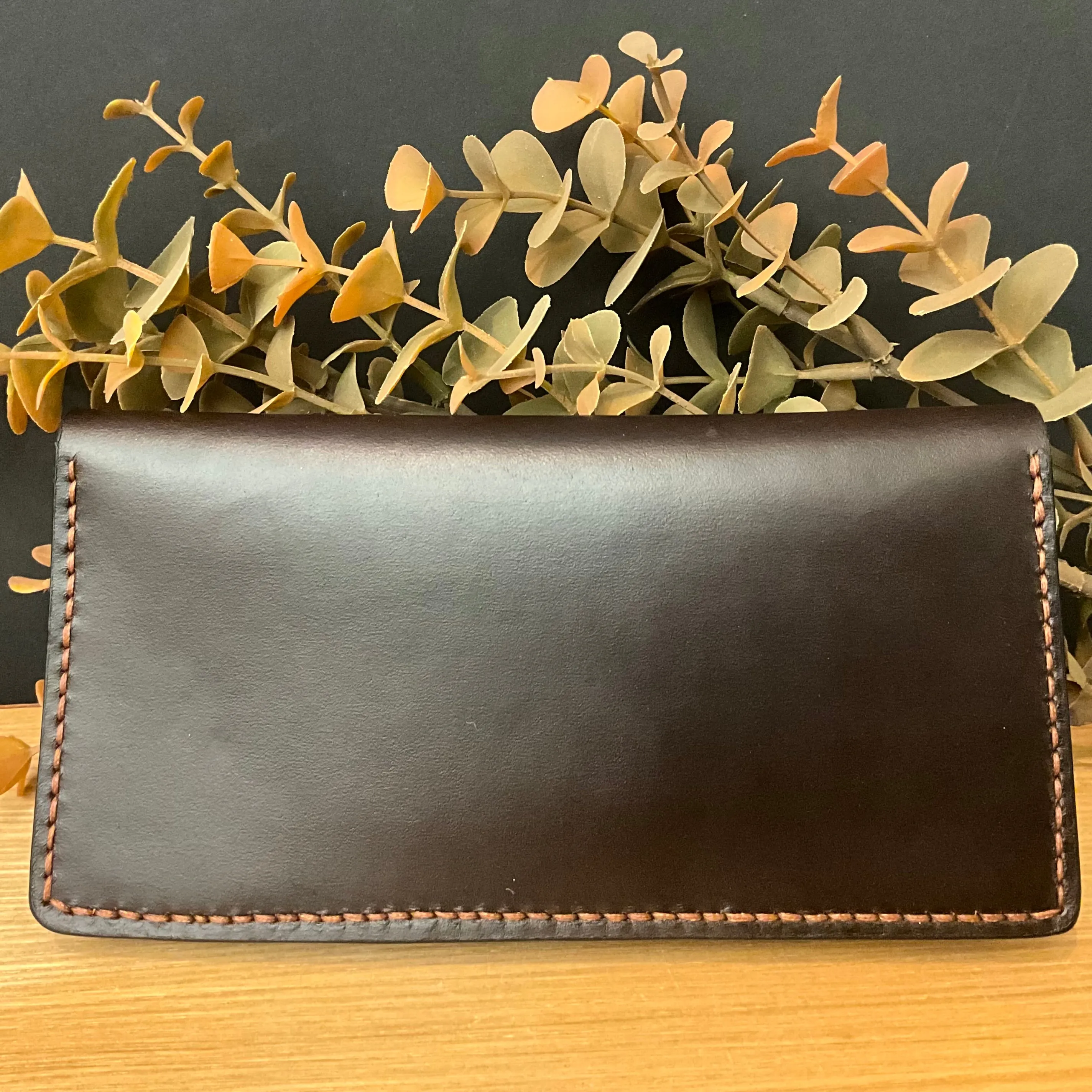 Men's Leather Long Wallet Dark Brown