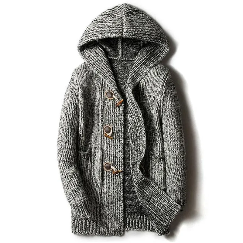 Men's Long Hooded Cardigan Up To 5XL