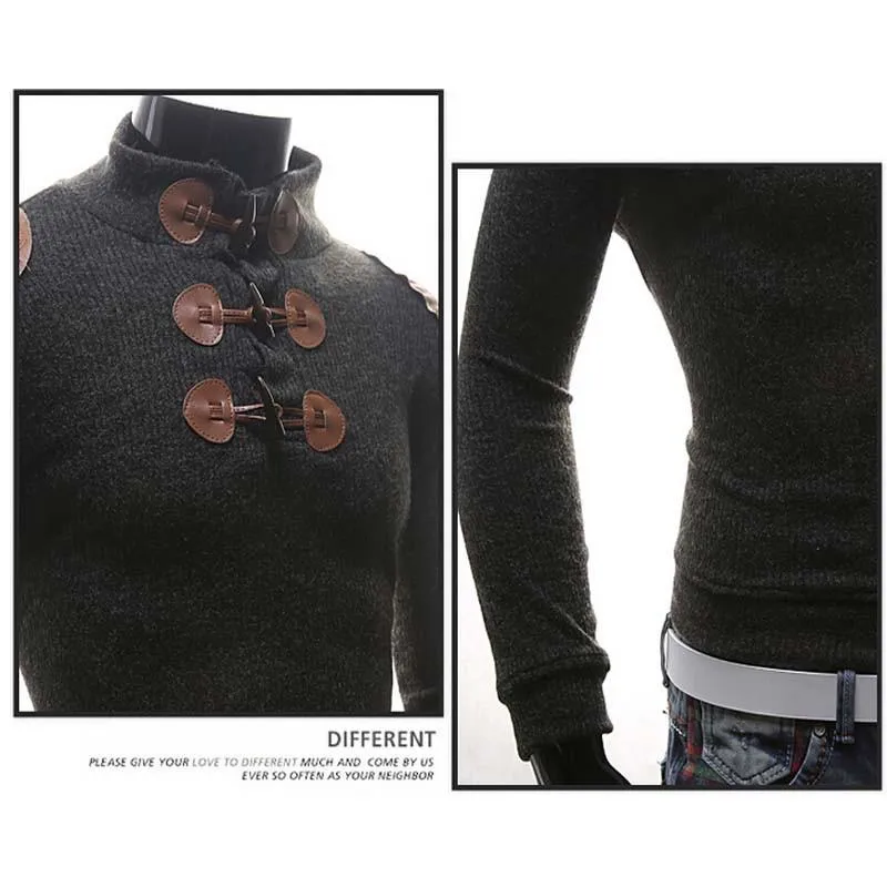 Men's Long-Sleeved Button Collar Sweater