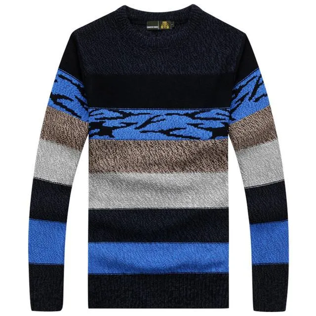 Men's Long Sleeved Striped Pullover M-3XL